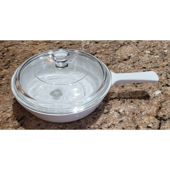 Corning Ware Microwave Browning Skillet with Lid MW-83-B White Menuette - Picture 13 of 16